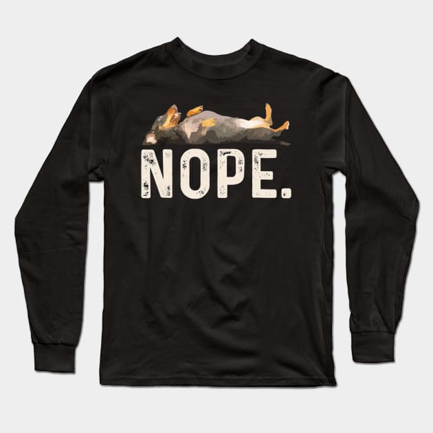 Nope Lazy Dachshund Long Sleeve T-Shirt by franzaled